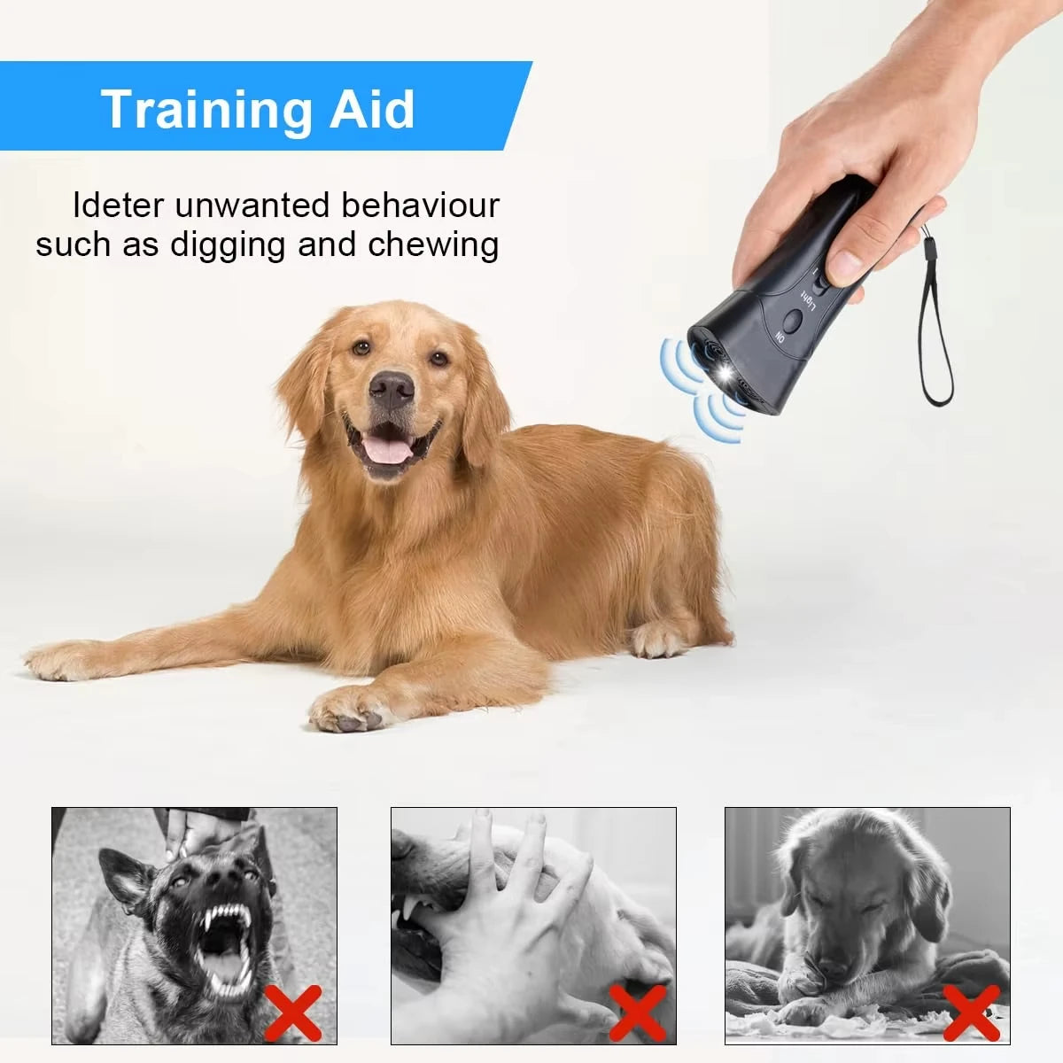 1Pcs Ultrasonic Dog Barking Deterrent Trainer with LED Light for Pet Training Peaceful Pleasures Health and Wellness