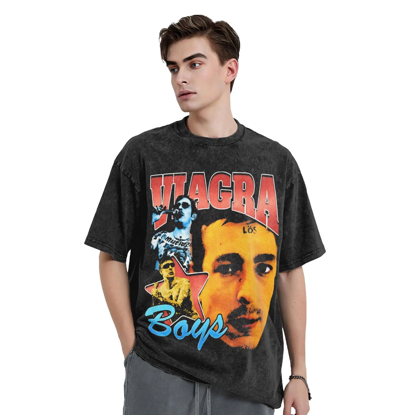Viagra Boys Vintage Washed Graphic Tee | Men's Cotton Crewneck Men's Graphic Tee Peaceful Pleasures Health and Wellness