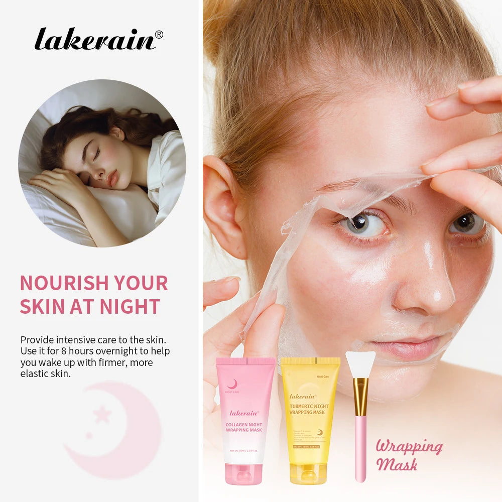 Glow night Wrapping Mask Deep Hydration Care Reduces Sagging&Dullness Even Skin Tone Mask Collagen Turmeric Hydrating Moisturize Peaceful Pleasures Health and Wellness