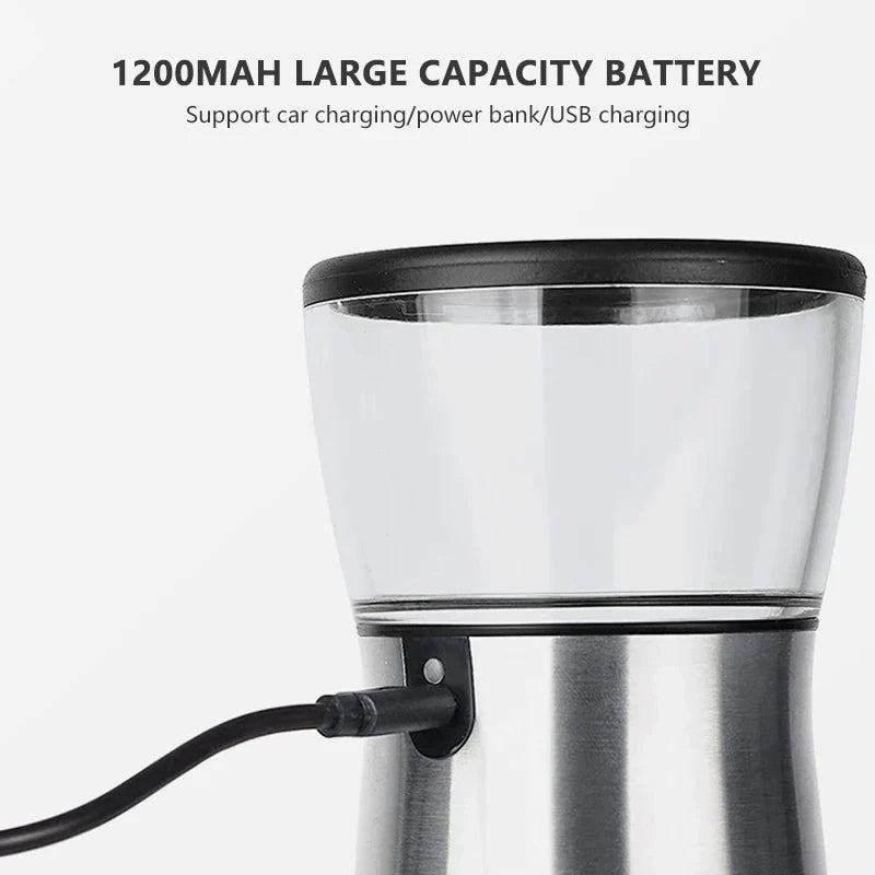 USB Rechargeable Electric Burr Coffee Grinder – Stainless Steel