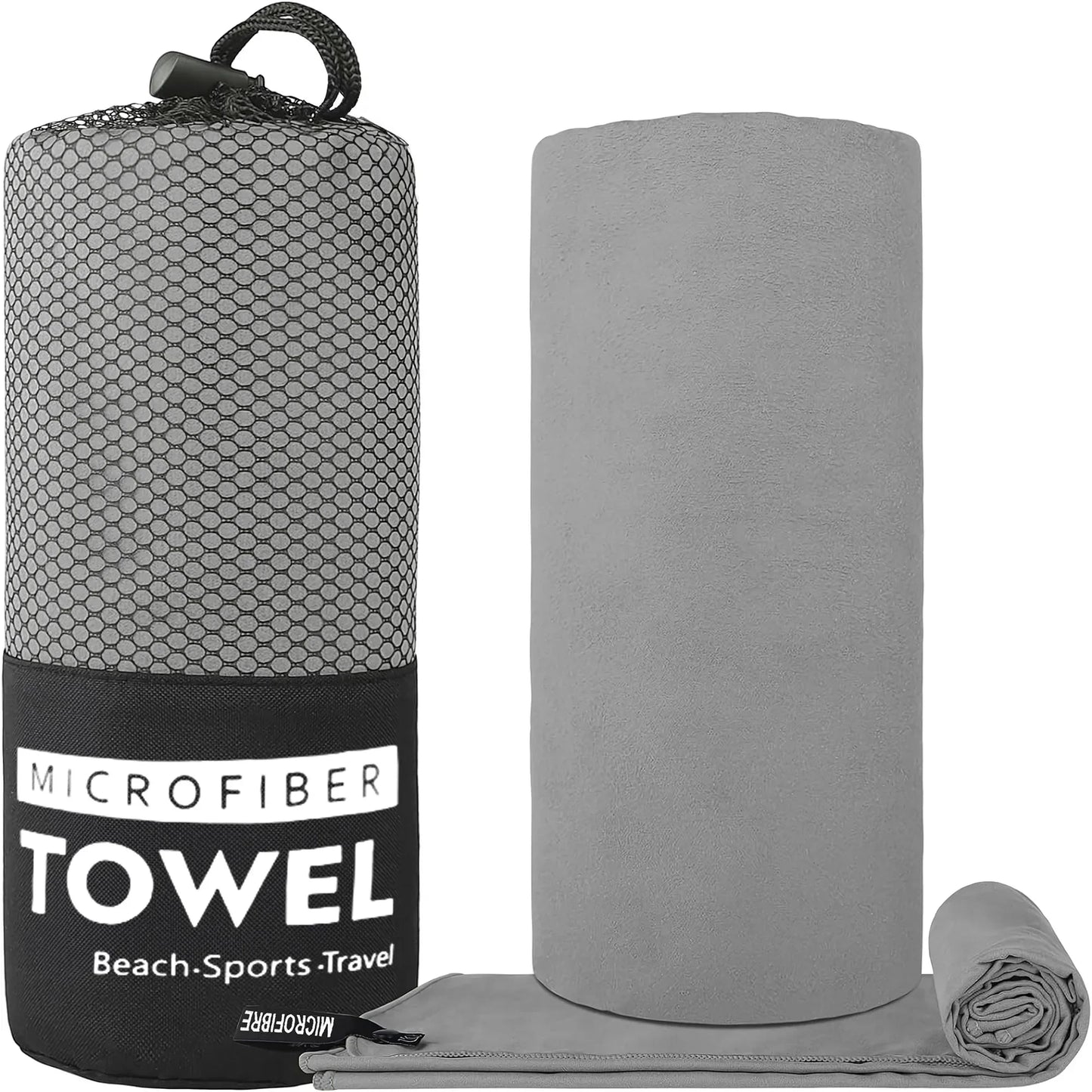 Quick Drying Towel, Lightweight Microfiber Sports Towel for Swimming, Beach, Camping, Gym, Yoga, Fast Dry Bath Towel Home Peaceful Pleasures Health and Wellness Light grey 76 152 CM