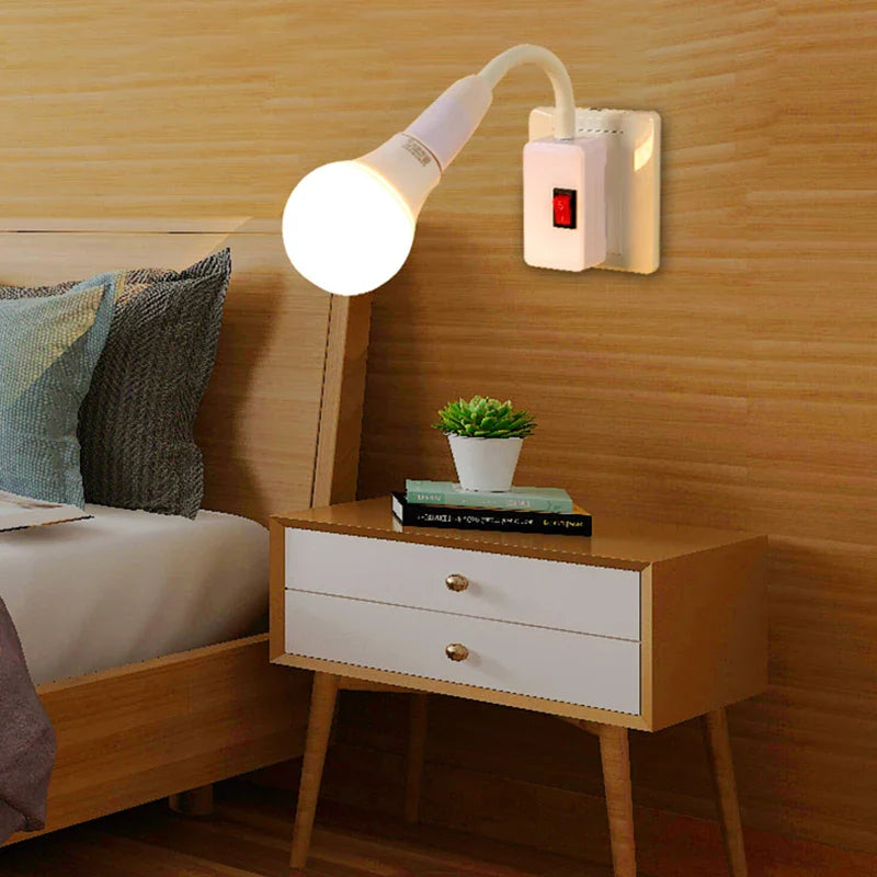 E27 Lamp Holder Socket Adapter with Switch & Flexible Neck