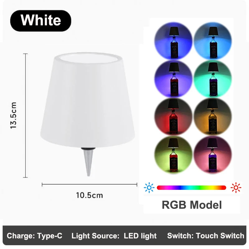 Rechargeable Table Lamp LED Touch Sensor Desktop Night Light Wireless Reading Lamp for Restaurant Hotel Bar Bedroom Decor Light Peaceful Pleasures Health and Wellness C Style-RGB