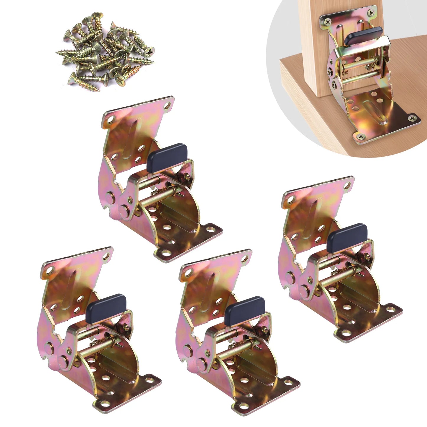 4-Pack Self-Locking Folding Hinges 180° Heavy Duty Table Brackets