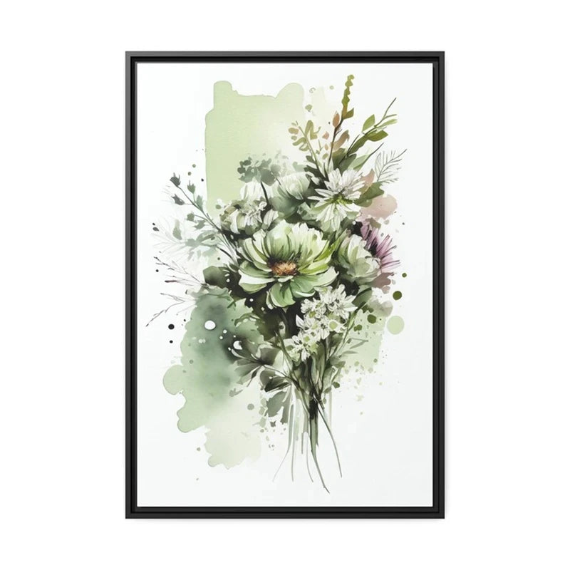Colorful Flowers Watercolor Canvas Wall Art Print | Unframed