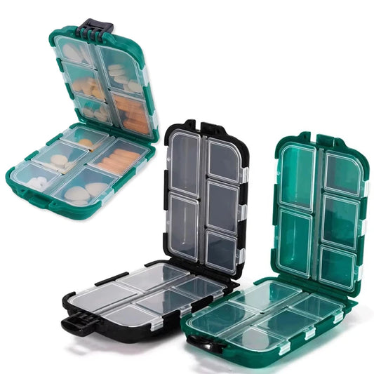 10-Compartment Pill Box – Moisture-Proof Travel Medicine Organizer Pill Organizer Case Peaceful Pleasures Health and Wellness