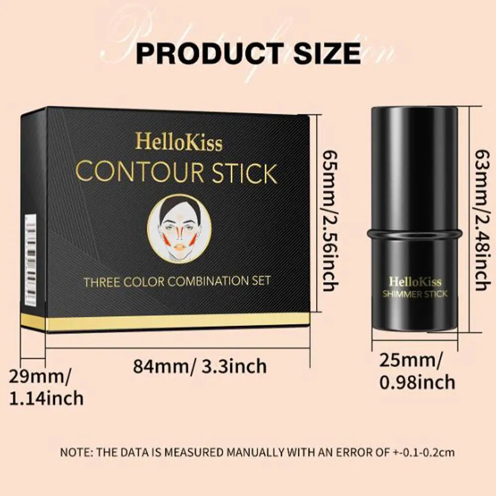 3-in-1 Cream Contour Stick Set – Highlighter, Blush & Contour