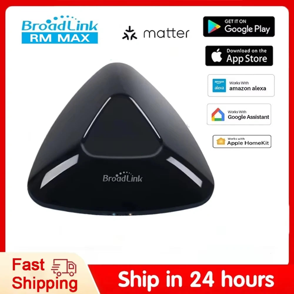 Broadlink Matter RM MAX Smart Home Hub Wi-Fi BLE Universal Remote For IR/RF Devices TV AC Fan Blinds For HomeKit Alexa Google Peaceful Pleasures Health and Wellness