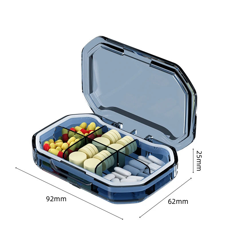 1Pcs Portable Travel Pill Organizer 4/6 Grids Moisture Proof Pill Case Medicine Container Daily Medicine Vitamin Supplement Box Peaceful Pleasures Health and Wellness 6 grids Blue