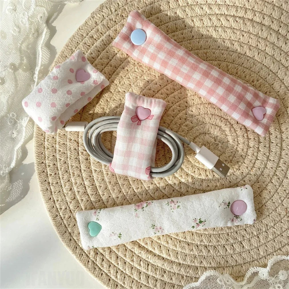 Floral Fabric Cable Winder & Cord Organizer Strap