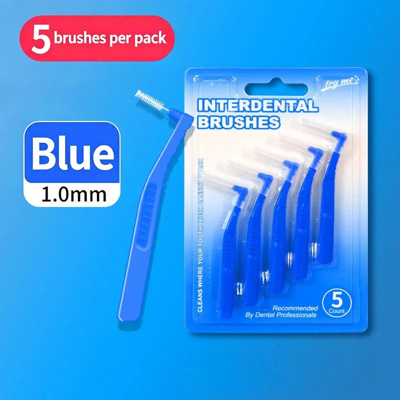 2/5Pcs L-shaped Interdental Brushes Portable Soft Bristle Interdental Cleaners Brushes Travel Peaceful Pleasures Health and Wellness A5