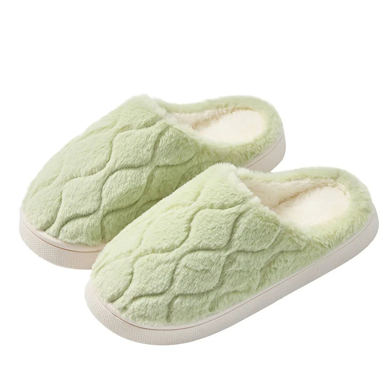 Women's Fluffy Plush Slippers – Warm Thick Sole Indoor House Shoes