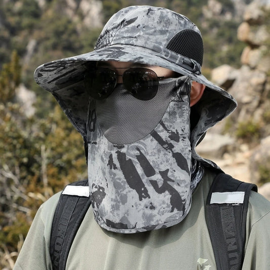 Unisex Sun-Protection Fishing Hat UPF50+ Wide Brim Outdoor UV-Protection Cap with Neck Flap for Hiking Fishing Travel Peaceful Pleasures Health and Wellness