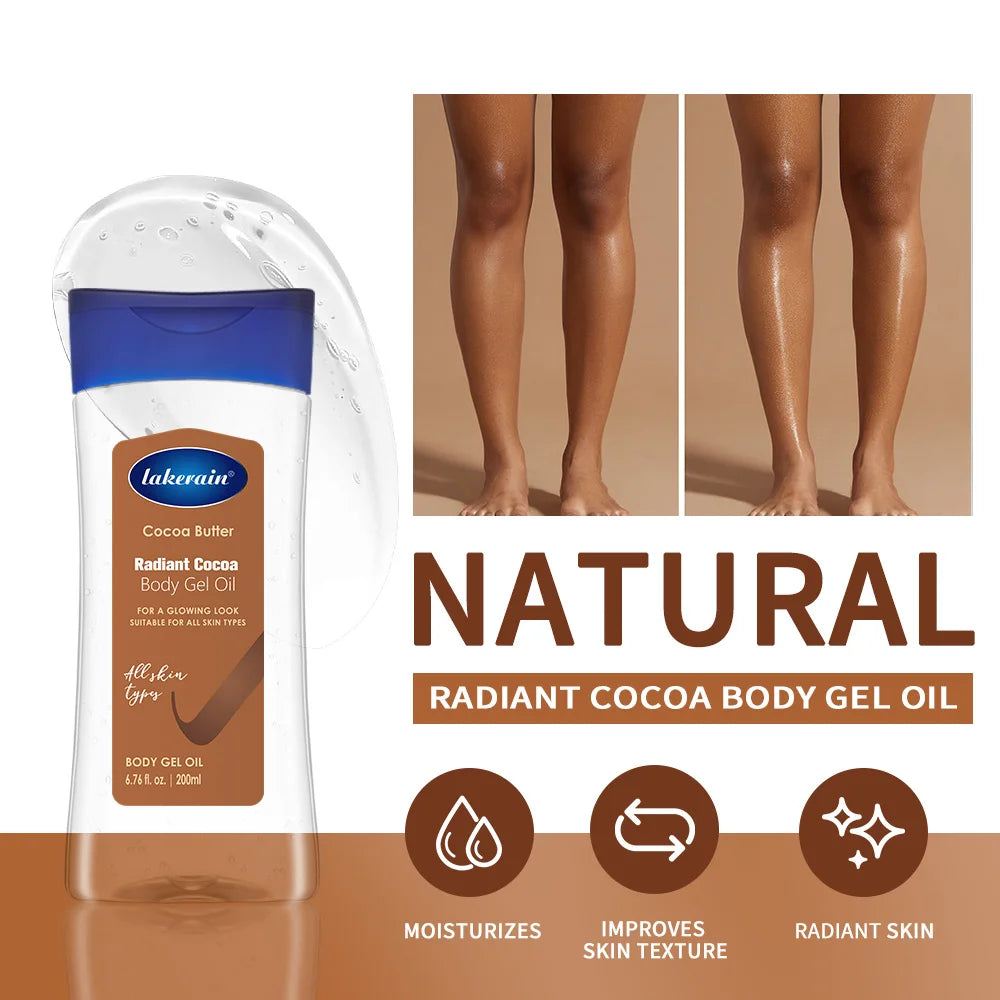 Radiant Cocoa Body Gel Oil Moisturizing Radiant for Glowing Skin Body Gel Oil Cocoa Butter Hydration For Dry Skin Care Peaceful Pleasures Health and Wellness