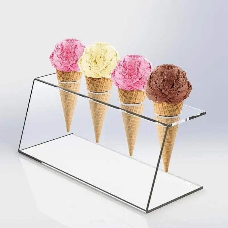 Clear Acrylic Ice Cream Cone Holder & Party Dessert Stand