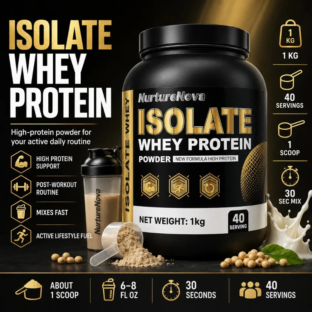 NurtureNova Whey Protein Isolate Powder 1kg | 40 Servings Whey Protein Powder Peaceful Pleasures Health and Wellness