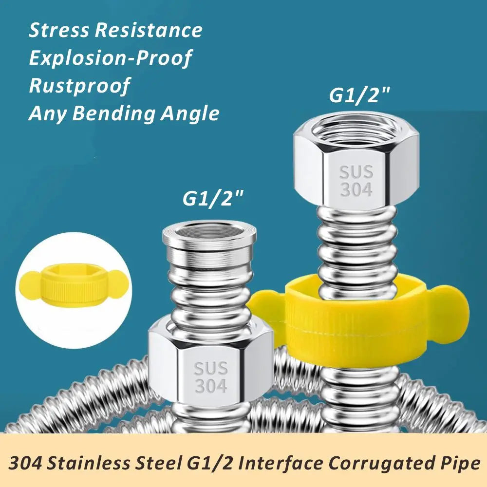 Stainless Steel Corrugated Plumbing Hose 1/2" | 20–200cm
