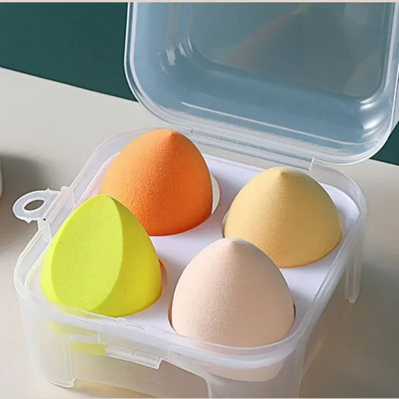 4-Piece Beveled Makeup Sponge Set | Foundation Blending Puffs