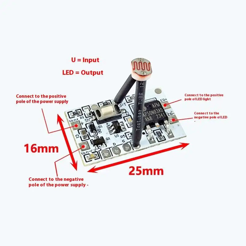 DC 3.7V–24V 5A Auto Light Sensor Switch | Day/Night Photocell