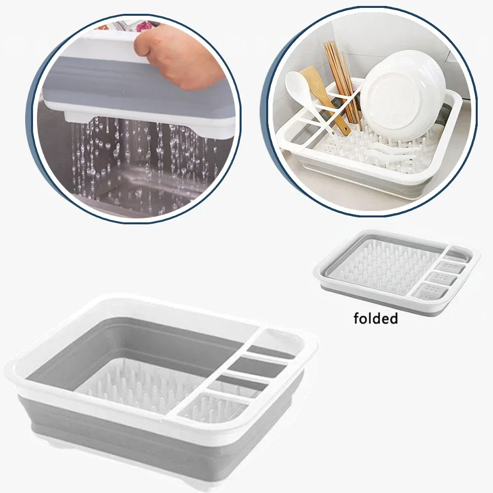 Collapsible Dish Drying Rack, Sink Dinnerware Organizer Storage Tray, Portable Foldable Dish Drainer for Kitchen RV Camper Van Peaceful Pleasures Health and Wellness