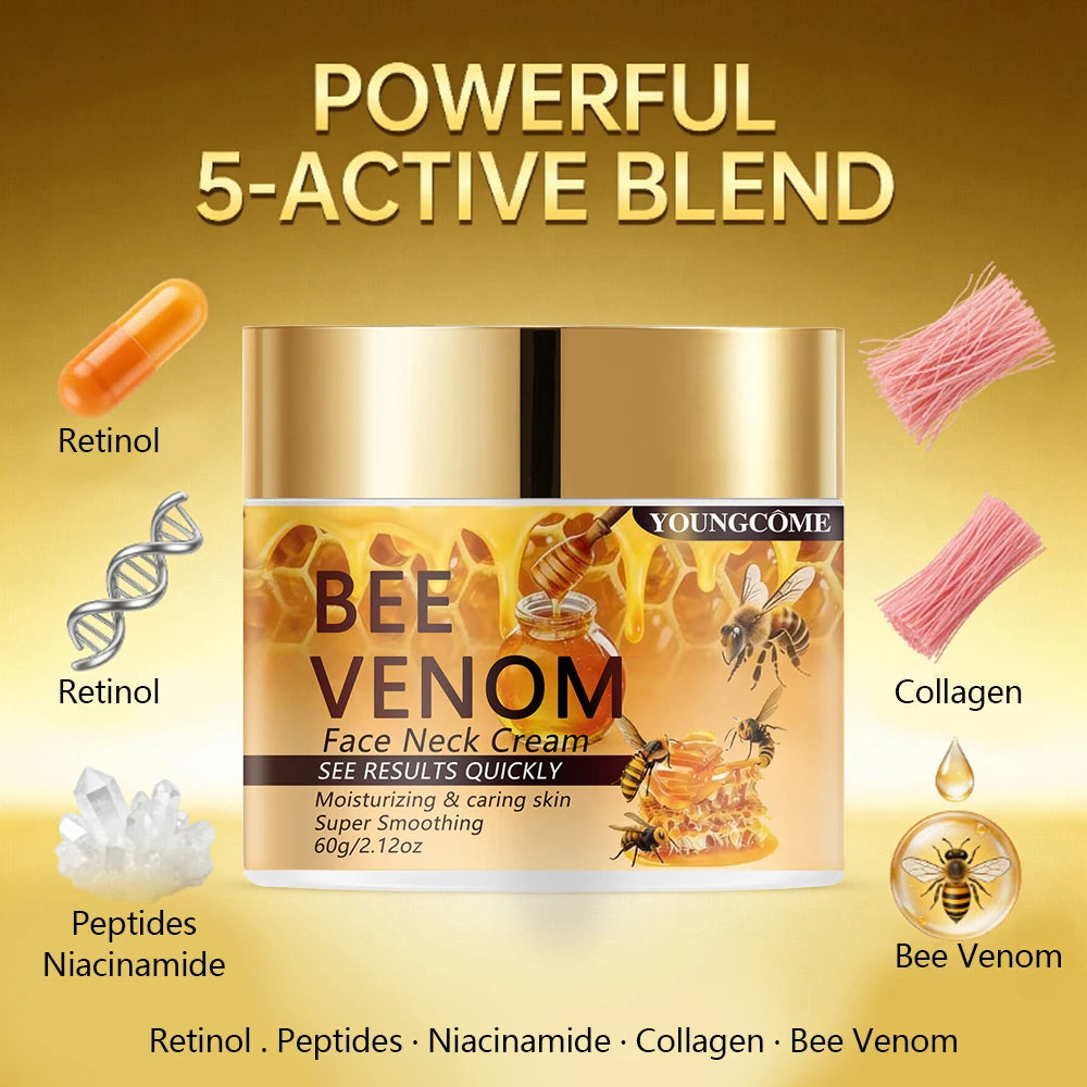 YOUNGCOME Bee Venom Face & Neck Cream: Fast-Absorbing Moisturizing Care for Super Smooth Skin 40/60ML Peaceful Pleasures Health and Wellness