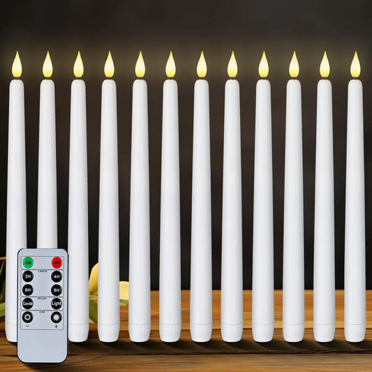 Flameless Flickering Taper Candles With/Without Remote Control Timer Dimmer Battery Operated Candlesticks for Christmas Wedding Peaceful Pleasures Health and Wellness