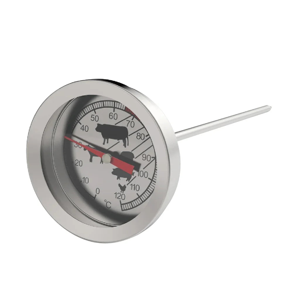 1-2PCS Dial Kitchen Thermometer 304 Stainless Steel 0-120 Degree Meat Temperature Probe Baking Cooking BBQ Temperature Meter Peaceful Pleasures Health and Wellness 1PC thermometer