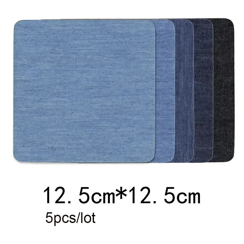 Denim Iron-On Fabric Patches for Clothes – 5pcs DIY Set