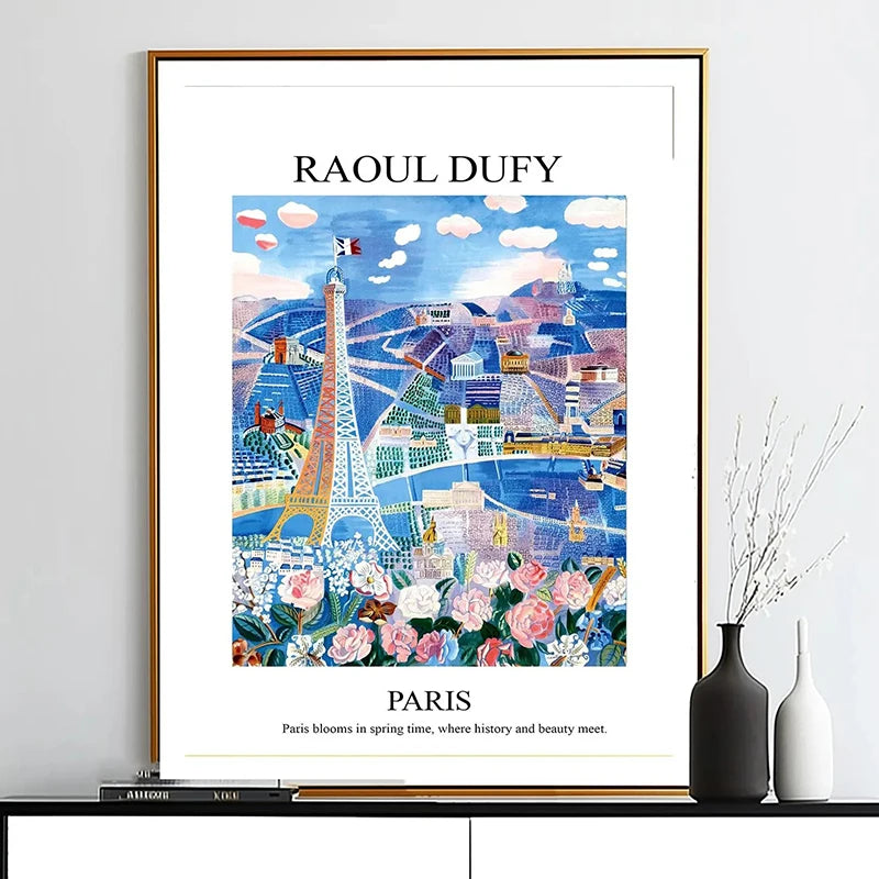 Paris Eiffel Tower Canvas Wall Art | France Travel Poster