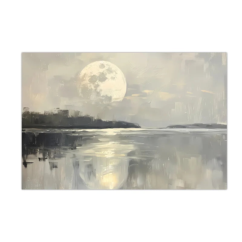 Vintage Nordic Moonlight Landscape Canvas Wall Art | Unframed Canvas Wall Art Peaceful Pleasures Health and Wellness 02 21X30cm No Frame China Mainland