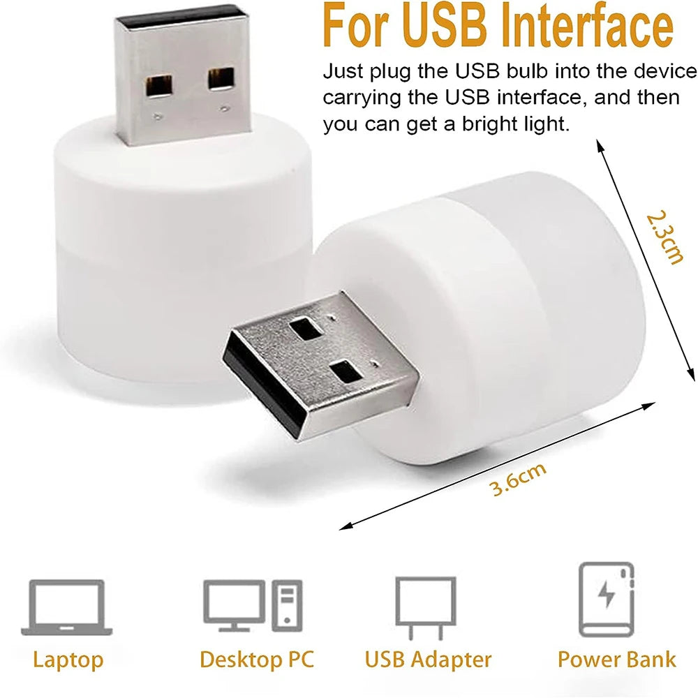 Mini USB LED Night Light – Warm White Eye Protection Lamp