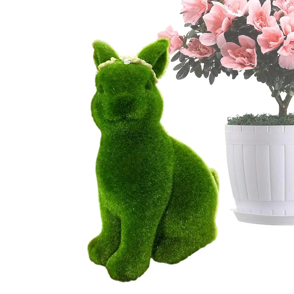 Flocked Easter Bunny Spring Figurine Easter Decorations Outdoor Resin Moss Bunny Decoration For Indoor Home Desk Table Shelf Peaceful Pleasures Health and Wellness B China Mainland