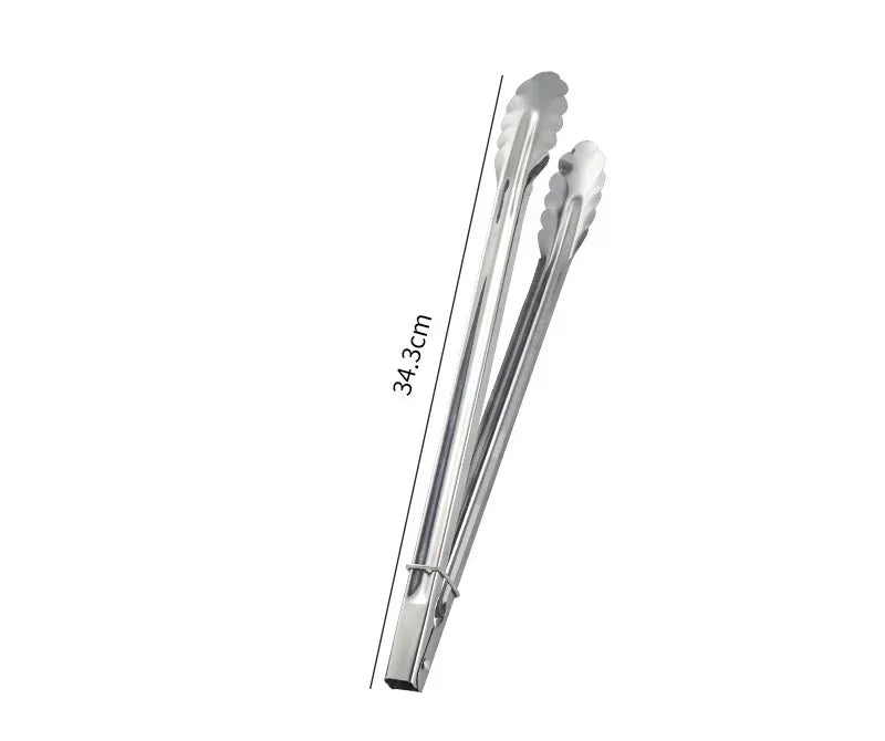 Long Handle Stainless Steel BBQ Tongs | Kitchen Grill Clip