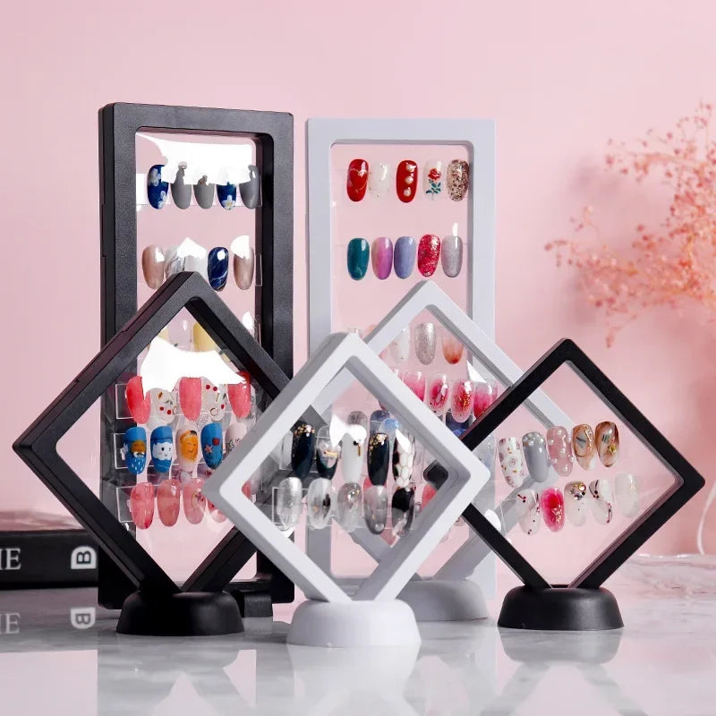 Acrylic Nail Tips Display Stand Holder With PET Membrane, 1 Pcs, White/Black, Nails Deigns Showing Board, Manicure Nail Art Tool Peaceful Pleasures Health and Wellness