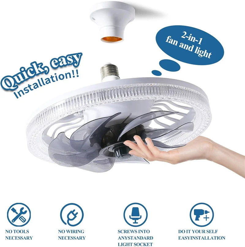 Modern Low Profile Ceiling Fan with LED Light & Remote Control
