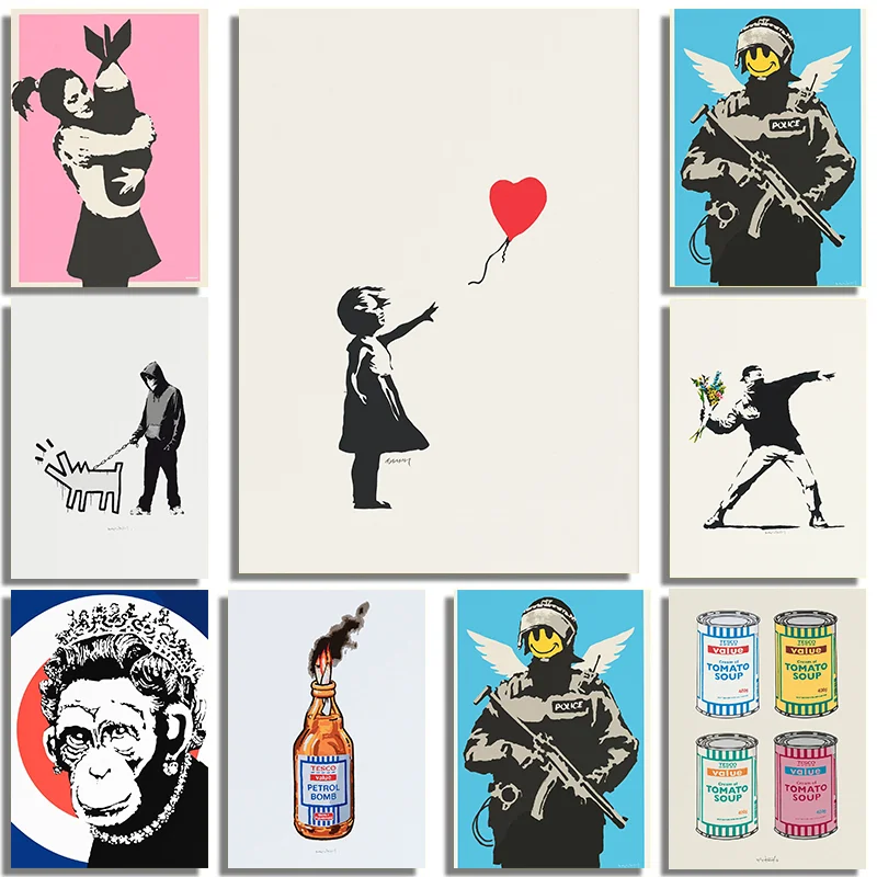 Banksy Graffiti Canvas Print | Anti-War Street Art Wall Poster Canvas Wall Art Print Peaceful Pleasures Health and Wellness