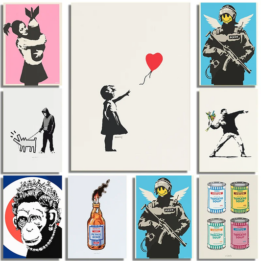 Banksy Graffiti Canvas Print | Anti-War Street Art Wall Poster Canvas Wall Art Print Peaceful Pleasures Health and Wellness