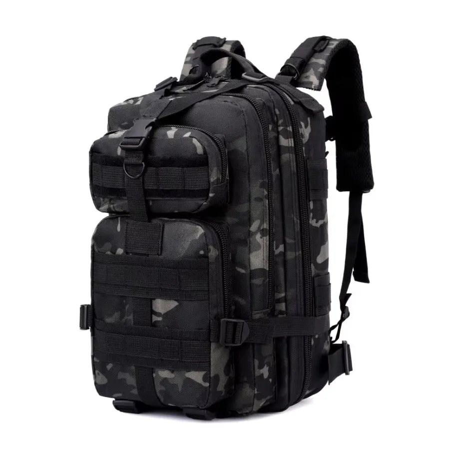 30L Large Duffle Bag, Outdoor Camouflage Backpack for Hiking Camping Travel Fishing Gym Peaceful Pleasures Health and Wellness Black Cp Camo