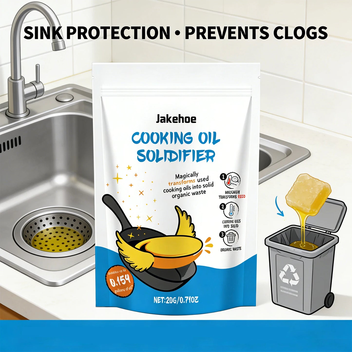 JAKEHOE Cooking Oil Solidifier Powder – Eco-Friendly 20g