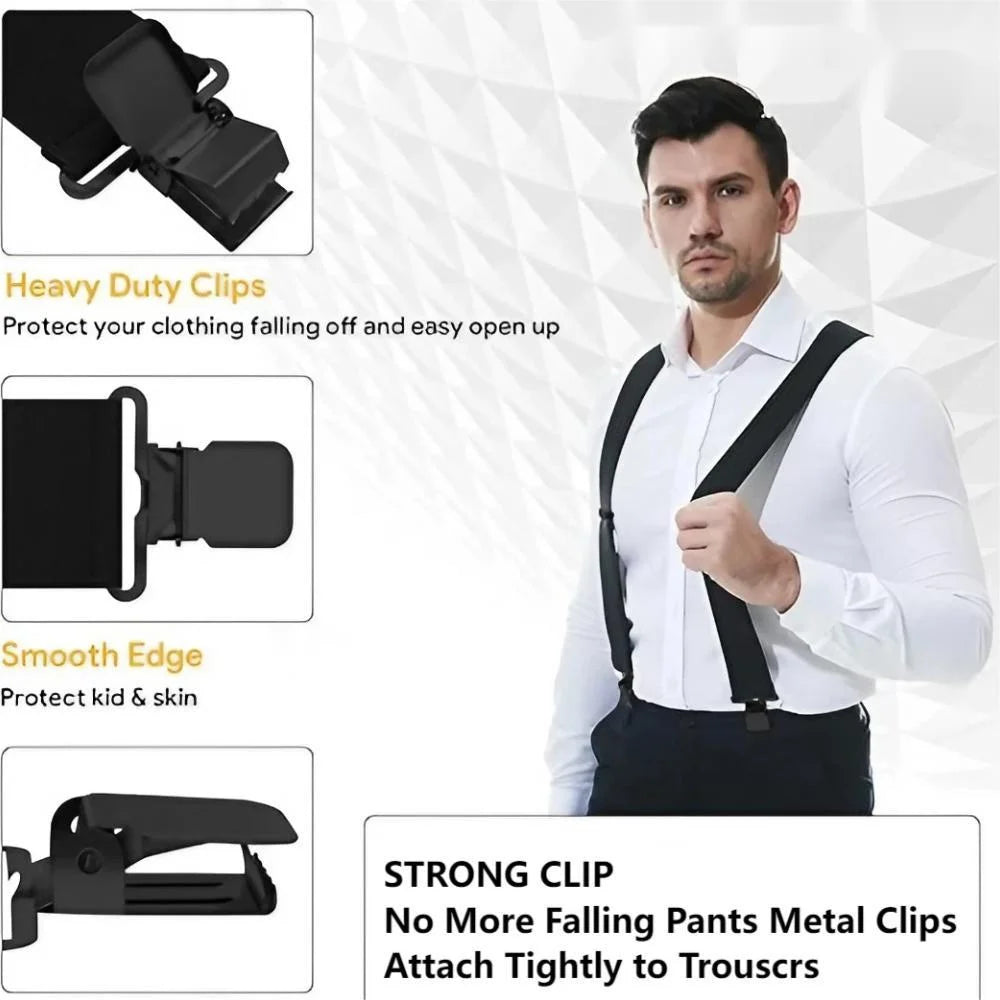 2" Heavy Duty X-Back Clip Suspenders for Men & Women