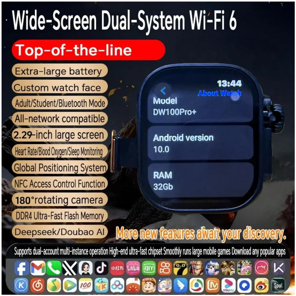 Zestbolt DW100 Pro+ 4G Smart Watch | 2.29" AMOLED, GPS, Touch ID
