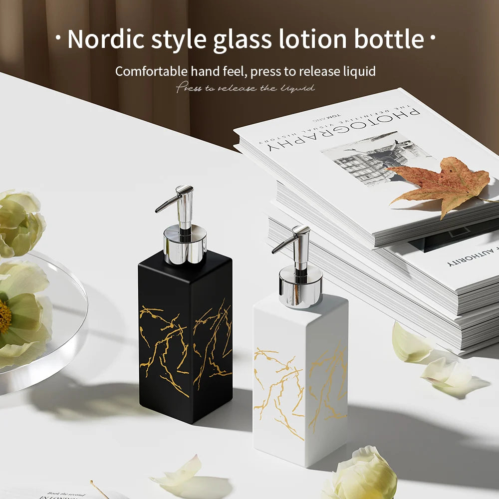 Ceramic Marble Soap Dispenser 350ml Refillable Press Pump