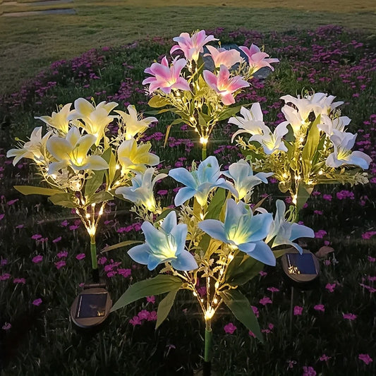 Solar LED Lily Flower Garden Stake Light | Outdoor Lawn Decor Solar Garden Stake Light Peaceful Pleasures Health and Wellness