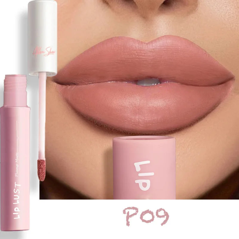 10-Color Matte Liquid Lipstick – Nude Pink & Red, Waterproof