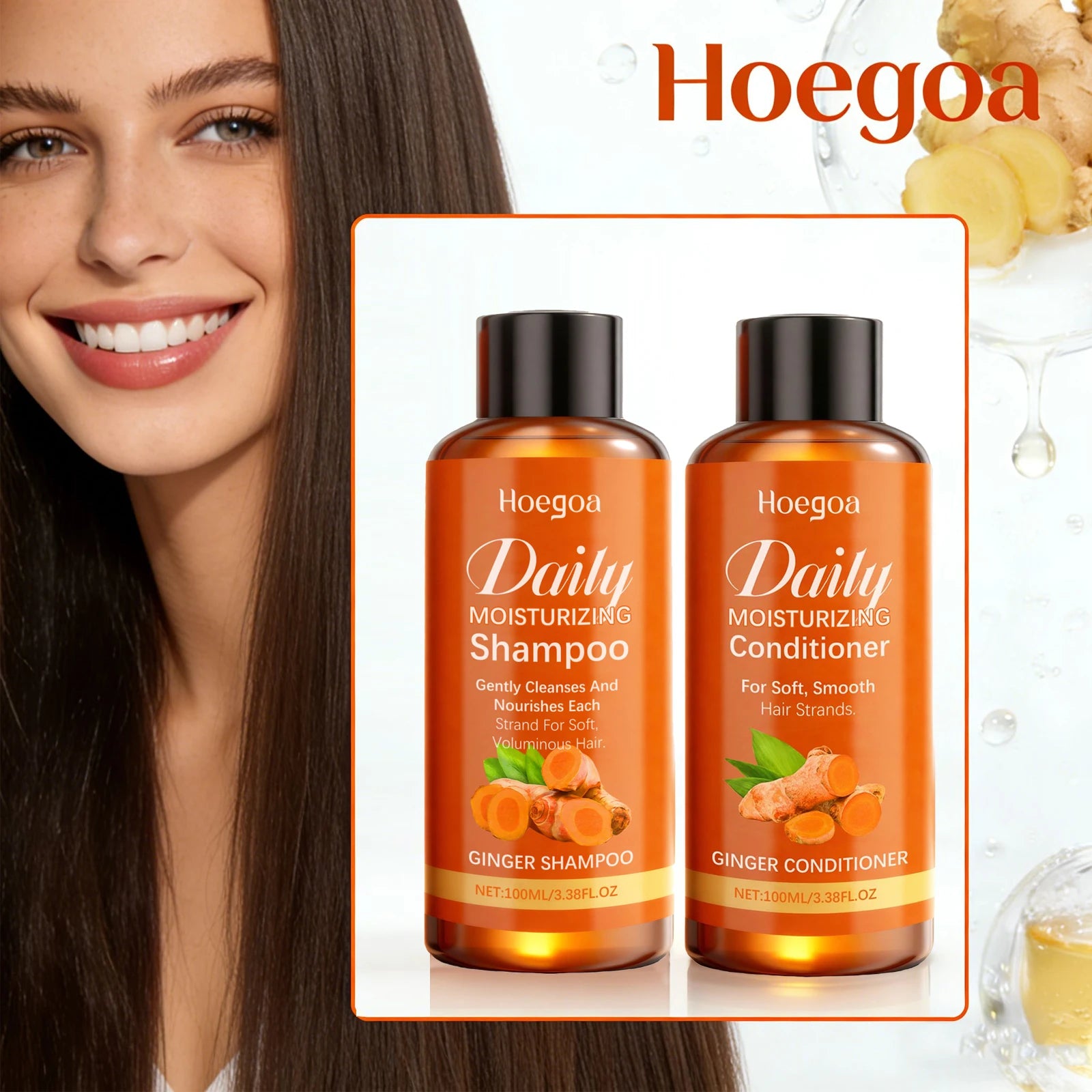 Ginger Shampoo Thicken Volumizing Shampoo Repair Damaged Hair Conditioner Anti Hair Loss Hair Regrowth Cleansing Scalp Hair Care Peaceful Pleasures Health and Wellness