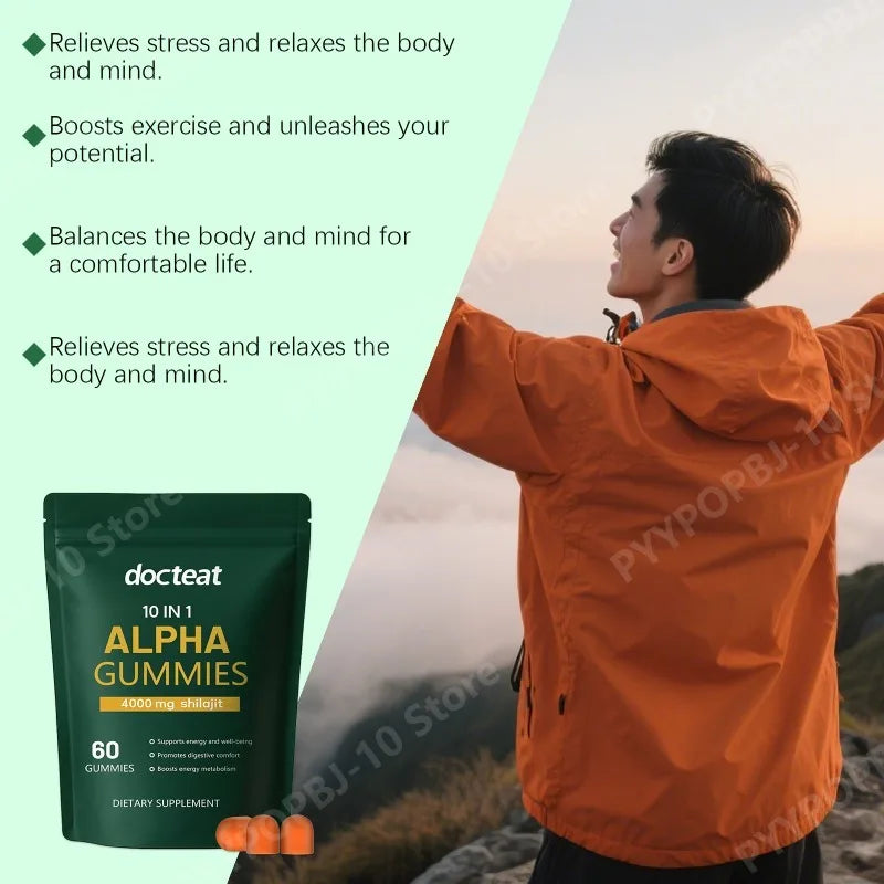 Docteat 10-in-1 ALPHA Gummies – Shilajit, Ashwagandha & Maca