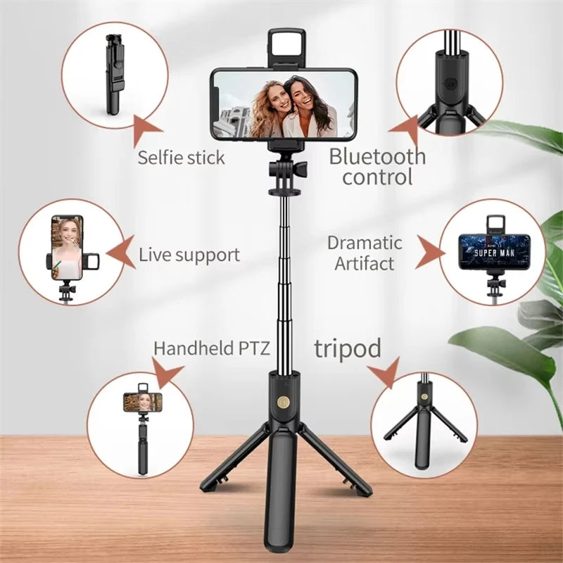 Selfie Stick Wireless Tripod Stand With Light Bluetooth Remote Extendable Tripod For iPhone Mobile Phone Tiktok Live Streaming Peaceful Pleasures Health and Wellness
