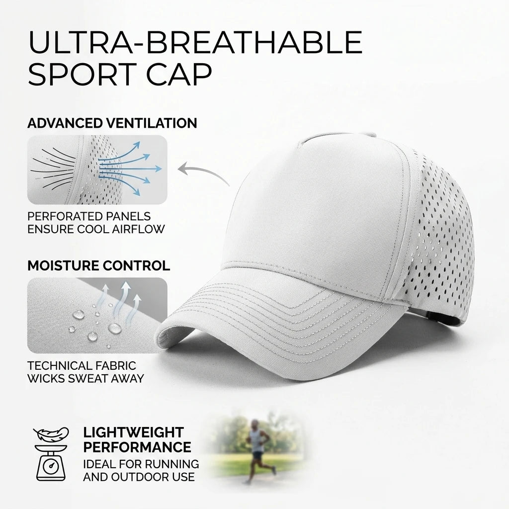 Breathable Quick Dry Sports Cap with Laser Perforation for Outdoor Cycling and Hiking UPF Protections Adjustable Fit Peaceful Pleasures Health and Wellness