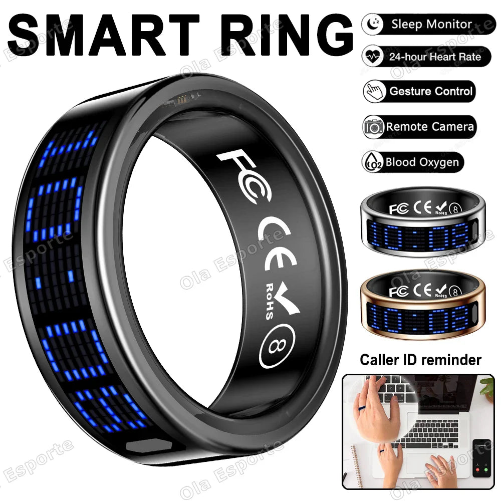 Smart Ring LED Display – Heart Rate, Sleep & Step Tracker