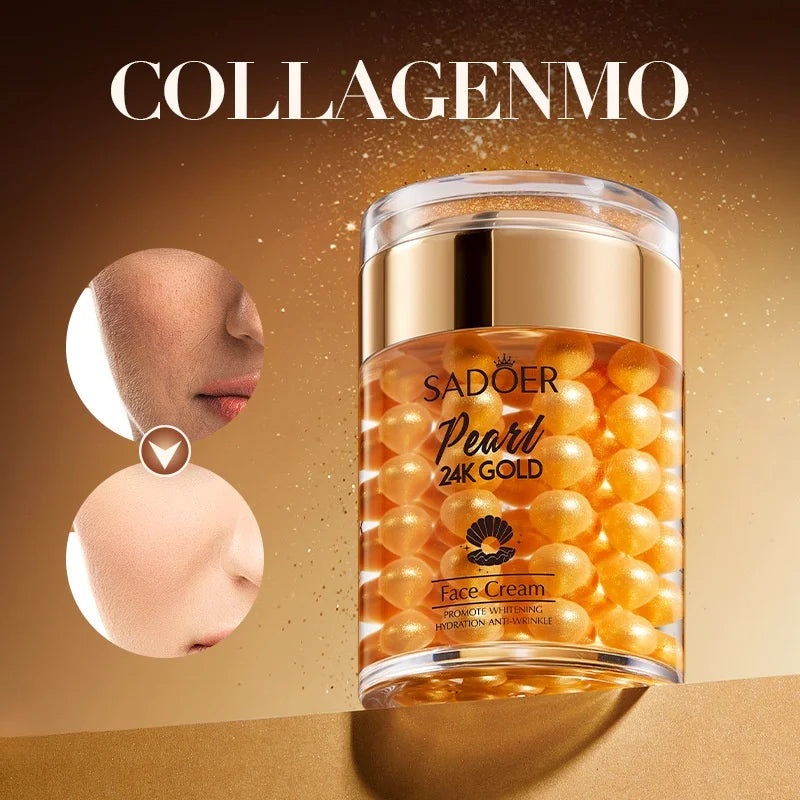 SADOER 24K Golden Pearl Collagen Facial Moisturizer for Whitening Moisturizing Anti -wrinkle Brightening Skin 60g Peaceful Pleasures Health and Wellness